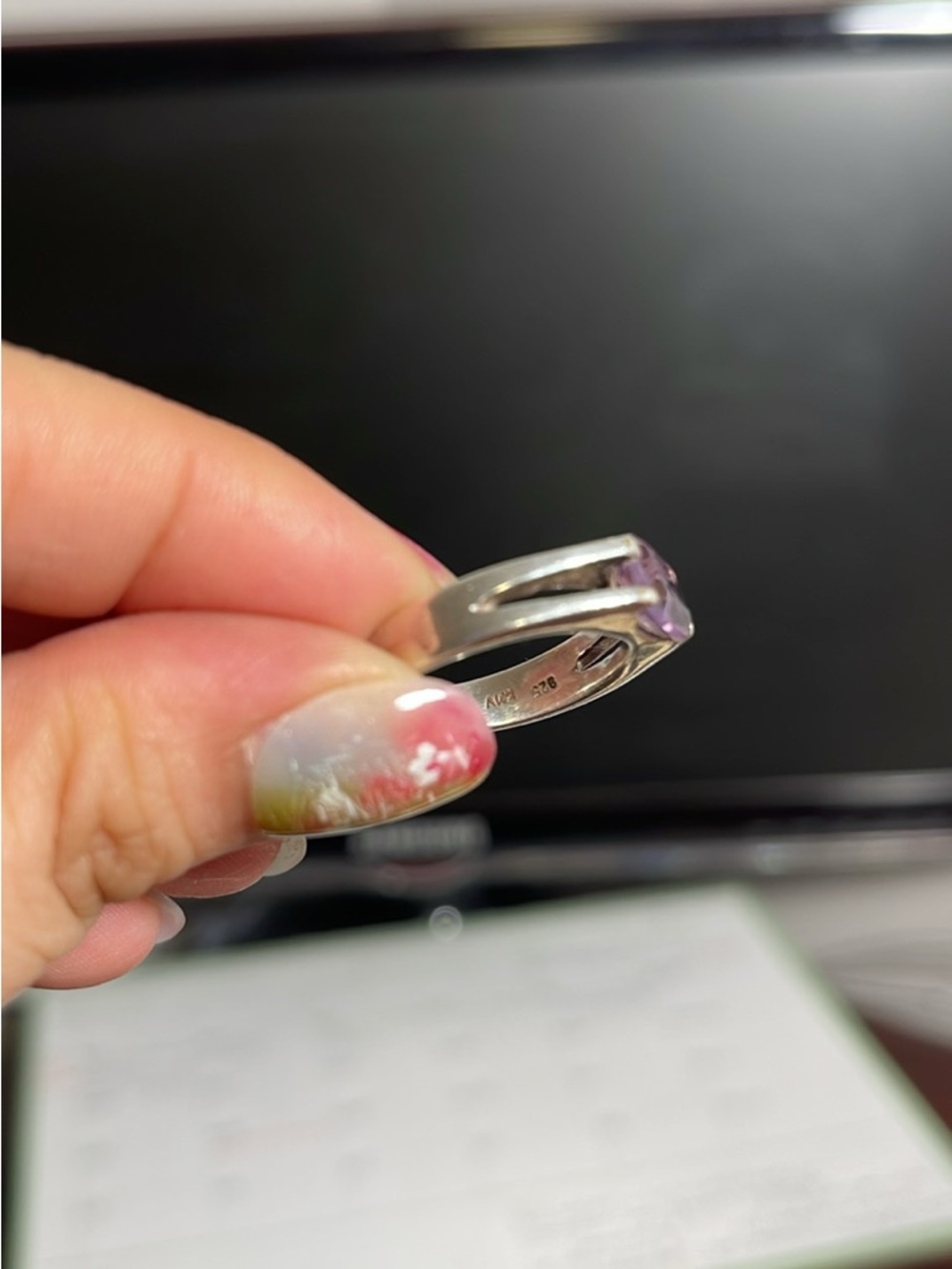Sterling Silver 925 Amethyst Ring 7 - Picture 2 of 4